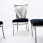 Set of 4 Contemporary Modern Fan Back Polished Steel Dining Chairs