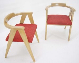 Pair of Mid Century Modern Compass Style Barrel Back Chairs