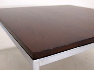 Florence Knoll Square Chrome Walnut Coffee Table Mint