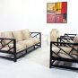 Hollywood Regency Mid Century Modern Faux Bamboo Sofa