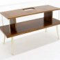 Mid Century Modern Lane Two Tier Planter Window Table Parquetry Top Brass legs
