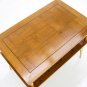 Danish Mid Century Modern Lane Parquetry Top Brass Legs Two Tier End Table