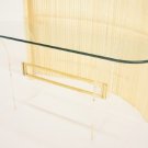 Mid Century Modern Lucite Brass Glass Console Sofa Table