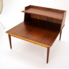 Danish Mid Century Modern Oiled Walnut Oversized Step End Table Unusual MINT