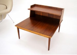 Danish Mid Century Modern Oiled Walnut Oversized Step End Table Unusual MINT