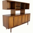 Danish Mid Century Modern Walnut Dresser Credenza Hutch