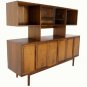 Danish Mid Century Modern Walnut Dresser Credenza Hutch