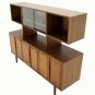 Danish Mid Century Modern Walnut Dresser Credenza Hutch