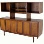 Danish Mid Century Modern Walnut Dresser Credenza Hutch