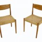 Pair of Danish Mid Century Modern Rush Seat Dining Chairs Wegner Design