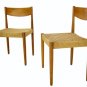Pair of Danish Mid Century Modern Rush Seat Dining Chairs Wegner Design