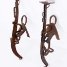 Arts & Crafts Steel Metal Work Brutal Horse Shoe Western Pair of Sconces