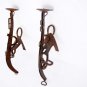 Arts & Crafts Steel Metal Work Brutal Horse Shoe Western Pair of Sconces