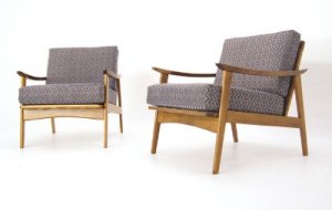 Pair of Danish Mid Century Modern Lounge Chairs New Upholstery