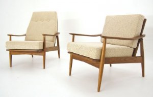 Pair of Mid Century Modern Danish Lounge Chairs New Upholstery