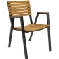 Modern Solid Teak Slat Wood Outdoor Table 6 Chairs
