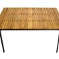 Modern Solid Teak Slat Wood Outdoor Table 6 Chairs