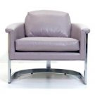 Chrome Faux Ostrich Leather Baughman Lounge Chair