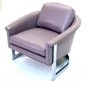 Chrome Faux Ostrich Leather Baughman Lounge Chair
