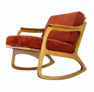 Vintage Danish Mid Century Modern Rocking Lounge Chair New Upholstery