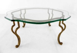 Figural Wrought Iron 3/4" Glass Top Coffee Table