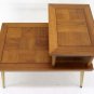 Mid Century Danish Modern Lane Parquetry Top Step End Table Brass Legs