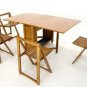 Danish Mid Century Modern Drop Leaf Dining Table 4 Self Storing Folding Chairs