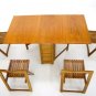 Danish Mid Century Modern Drop Leaf Dining Table 4 Self Storing Folding Chairs