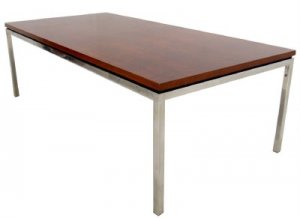 Big Chrome Rosewood Mid Century Dining Conference Table Knoll