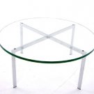 Mid Century Modern Chrome and 3/4" Glass Round Coffee Table Baughman Barcelona