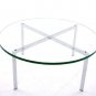 Mid Century Modern Chrome and 3/4" Glass Round Coffee Table Baughman Barcelona