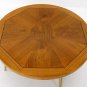 Mid Century Danish Modern Lane Parquetry Coffee Table Brass Legs Walnut
