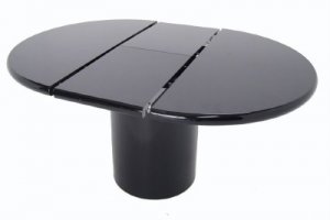 Vintage Modern Contemporary Round Dining Conference Table 1 Pop Up Leaf Black