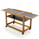Mid Century Danish Modern Teak Drop Leaf Tea Cart