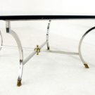 Mid Century Modern Chrome Glass Hoof Feet Coffee Table