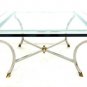 Mid Century Modern Chrome Glass Hoof Feet Coffee Table