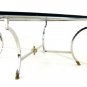 Mid Century Modern Chrome Glass Hoof Feet Coffee Table