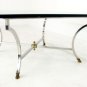 Mid Century Modern Chrome Glass Hoof Feet Coffee Table