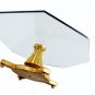 Hollywood Regency 3/4" Glass Top Coffee Table Cross Pedestal Gold Leaf Base