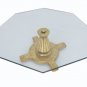 Hollywood Regency 3/4" Glass Top Coffee Table Cross Pedestal Gold Leaf Base