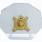 Hollywood Regency 3/4" Glass Top Coffee Table Cross Pedestal Gold Leaf Base