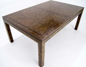 Mid Century Modern Burl Wood Dining Table 2 Extensions Mastercraft Baughman era