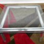 Modern Glass Top Square Aluminum Base Coffee Table