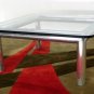 Modern Glass Top Square Aluminum Base Coffee Table