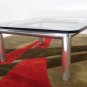 Modern Glass Top Square Aluminum Base Coffee Table