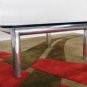 Modern Glass Top Square Aluminum Base Coffee Table