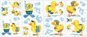 Bubble Bath Rubber Ducky Wall Decals - Vinyl Art Stickers for Kids Room Decor