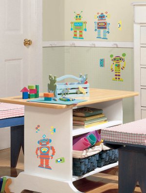 Build Your Own Robot Wall Decals - Vinyl Art Stickers for Boys Kids Room Decor