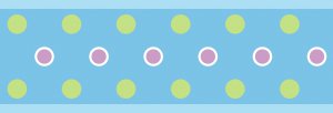 Green & Pink Polka Dot Wall Border Decal w/ Blue Bg - Art Stickers Room Decor