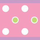Green & White Polka Dot Wall Border Decal w/ Pink Bg - Art Stickers Room Decor